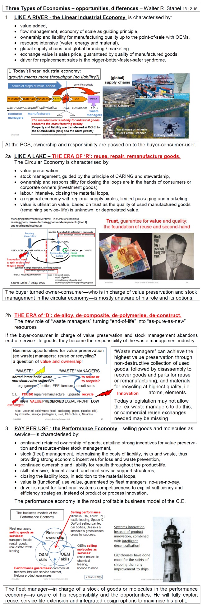 The 3 Ecos, opportunities and differences by Walter R. Stahel