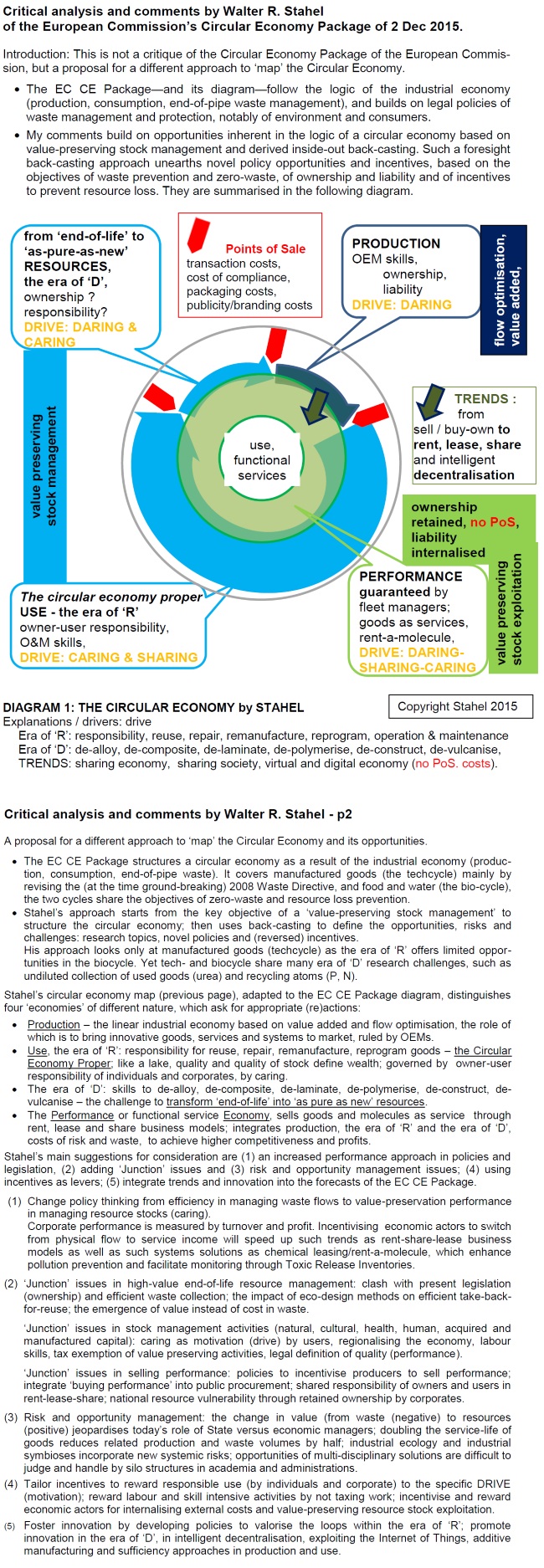 Critical analysis and comments by Walter R. Stahel of the EC CE Package of 2 Dec 2015